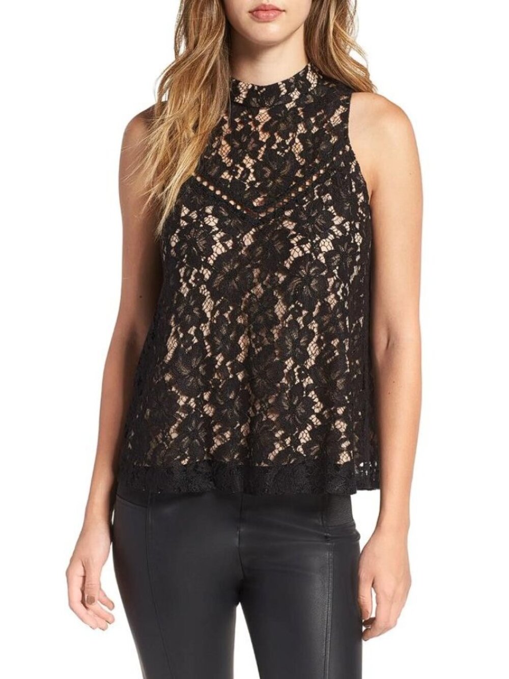 WAYF Women's Portrait Embroidered Lace Tank Size M